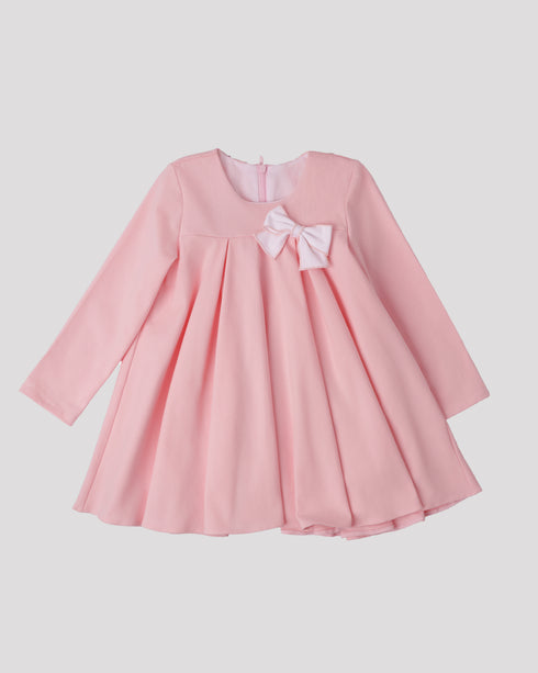 Rochie roz din jerse cu funda